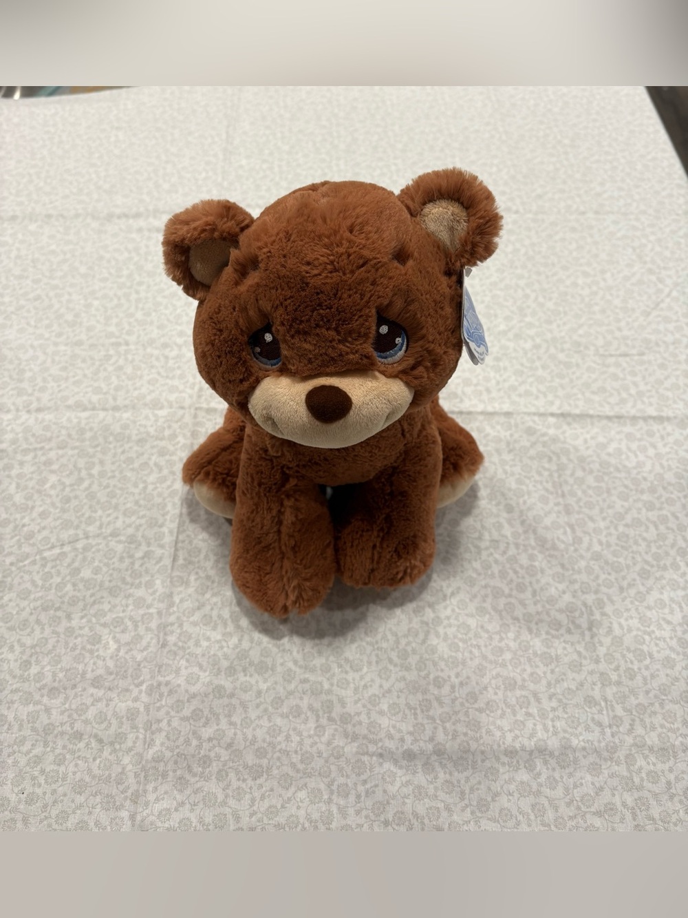 Aurora Precious Moments Brown Plush Teddy Bear Blue Eyes w/ Hang Tag 7 in